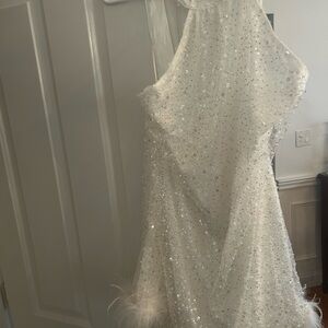 12th Tribe White Sequin Wedding Dress
